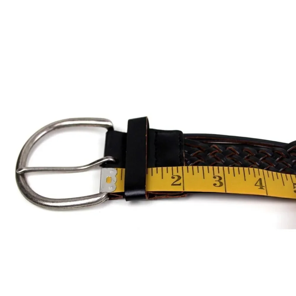 BRAIDED WOVEN BROWN BONDED LEATHER 2